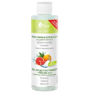 Ava Laboratory Cleansing Line Гель для вмивання обличчя + Пілінг 2 в 1 з натуральним грейпфрутовим маслом, 200 мл