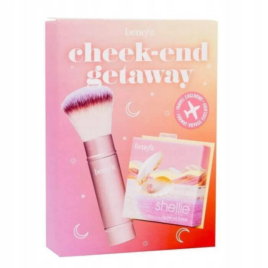 Benefit Cheek-End Getaway set fard de obraz pudră moale 6g + pensulă de machiaj multi-tasking: цены и характеристики
