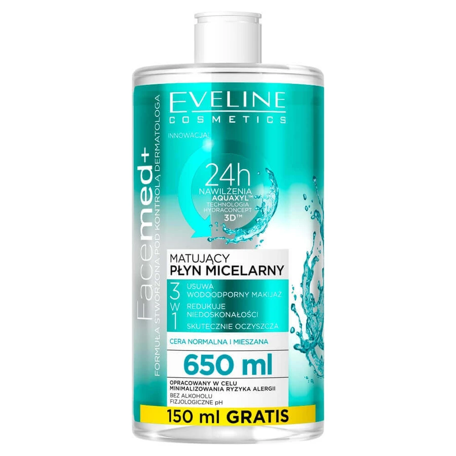 Eveline Facemed+ Loțiune micelară matifiantă 3în1, 650 мл: ціни та характеристики