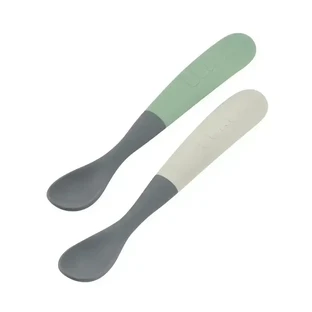 Набір з 2 силіконових ложок, + 4 місяці, Bicolour Mineral, Beaba