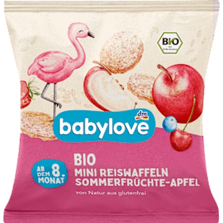 babylove Рисові кругляшки з яблуком, полуницею, вишнею та чорницею, 35 г: ціни та характеристики