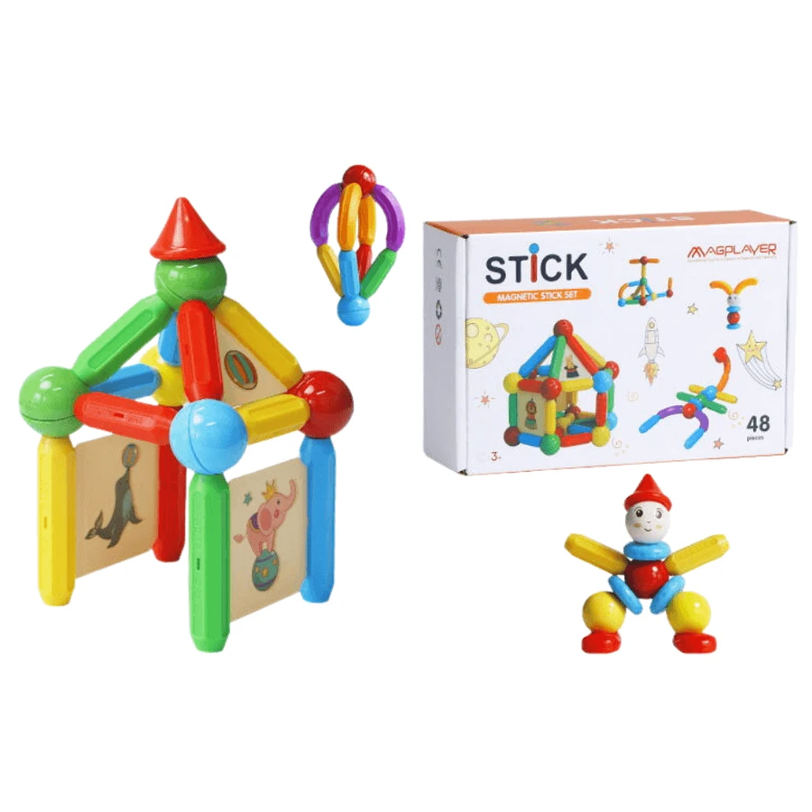 Магнитная строительная игра Stick, 3 года+, 48 деталей, Magplayer: цены и характеристики