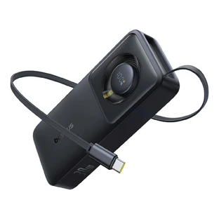 Baseus Free2Pull 10000mAh 30W powerbank cu port USB-C și cablu retractabil USB-C - negru