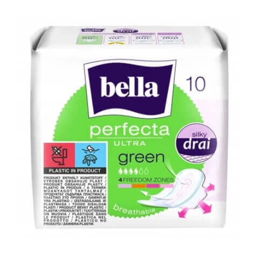 Ультразелені гігієнічні прокладки Bella Perfecta, 10 шт - тривалий термін використання!: ціни та характеристики