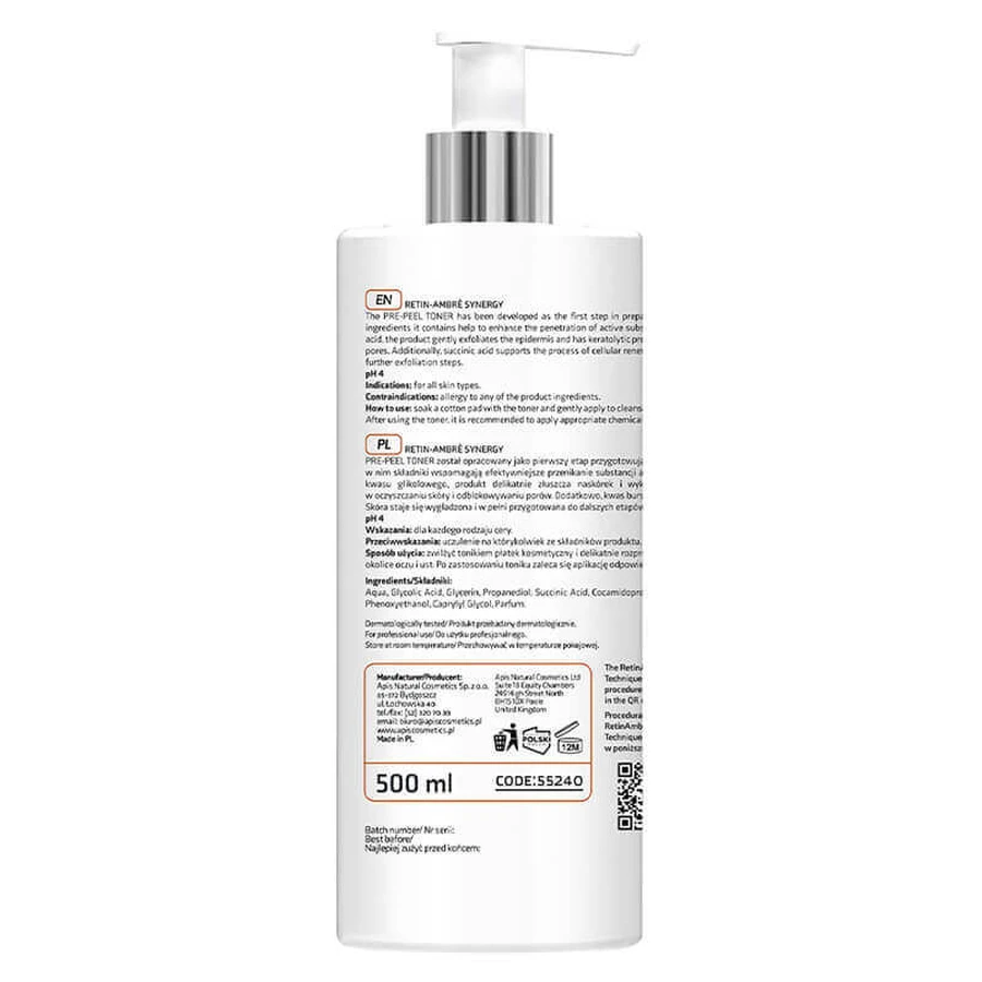 Apis Professional Retin Ambre Synergy, тонизирующее средство для отшелушивания, 500 мл: цены и характеристики
