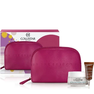 Collistar Attivi Puri Set Gel apos cu acid hyaluronic și ceramide 50 ml + cremă de ochi cu acid hyaluronic și peptide 5 ml + geantă cosmetică