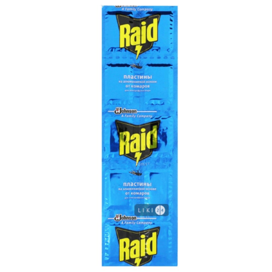 Пластины для фумигатора от комаров Raid 10 шт: цены и характеристики