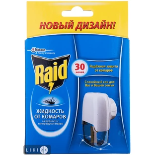 Рідина Raid проти комарів 30 ночей в комплекті з електрофумігатором 30 мл