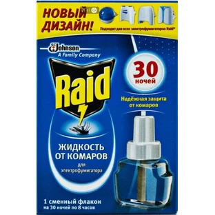 Raid рідина проти комарів 30 ночей, змінний блок