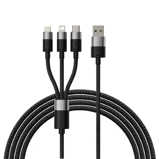 Cablu 3in1 USB - micro USB / Lightning / USB C 3.5A 1.2m Baseus StarSpeed - negru