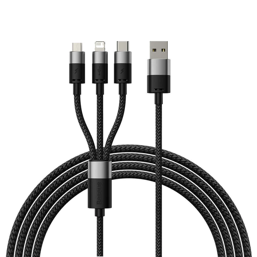 Cablu 3in1 USB - micro USB / Lightning / USB C 3.5A 1.2m Baseus StarSpeed - negru: цены и характеристики