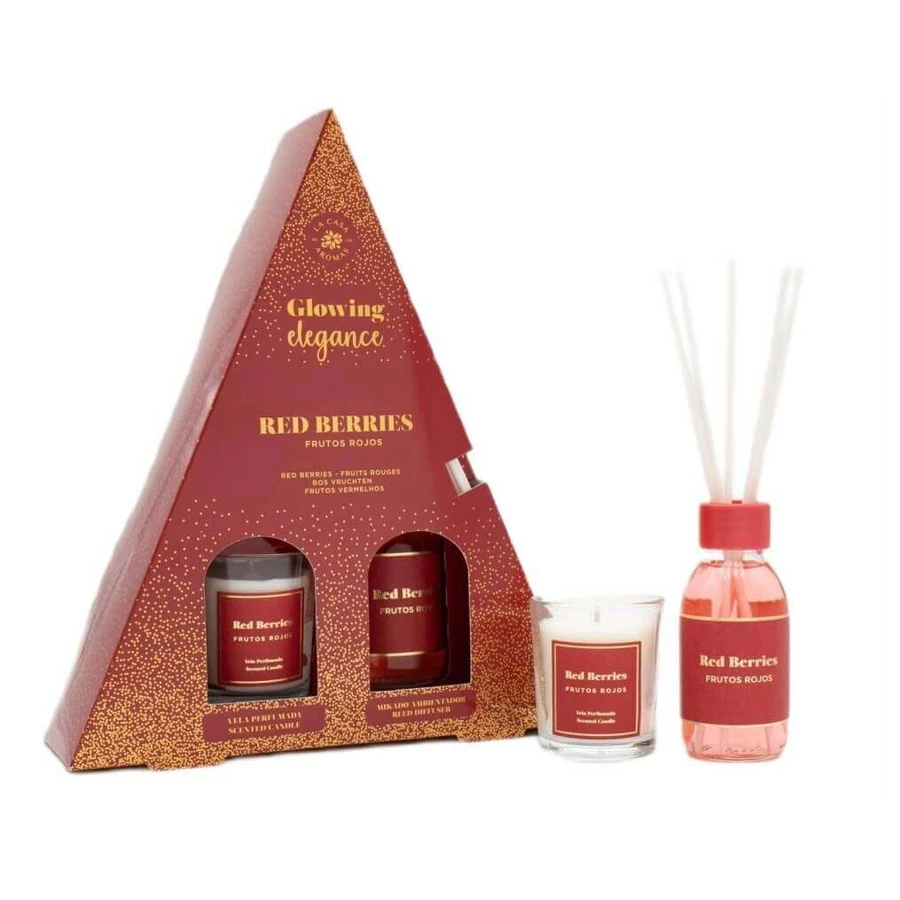 La Casa de los Aromas Glowing Elegance Set de bețișoare parfumate Red Fruit 95 ml + lumânare parfumată Red Fruit 120 g: цены и характеристики