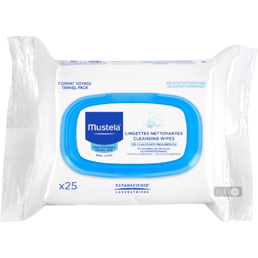 Очищаючі серветки Mustela Physiobebe для обличчя, 25 шт: ціни та характеристики