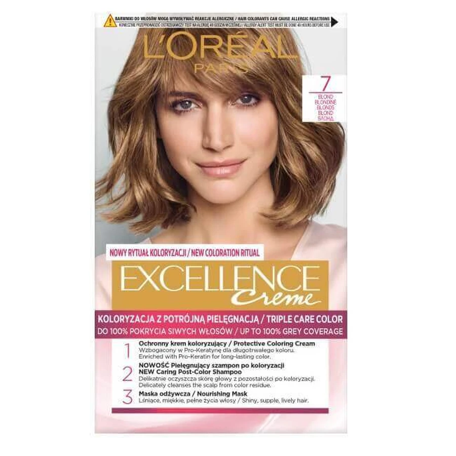 Кремовая краска для волос L'Oreal Paris Excellence, оттенок 7 Blonde: цены и характеристики
