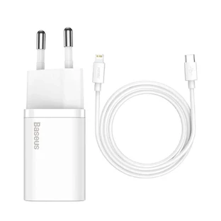 Baseus Super Si 1C Fast Charger USB Type C 20W Power Delivery + USB Type C - Lightning Cable 1m White (TZCCSUP-B02)