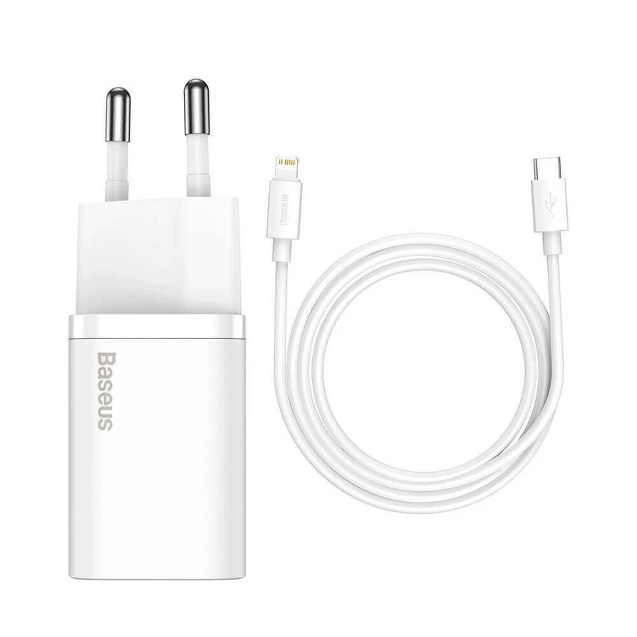 Baseus Super Si 1C Fast Charger USB Type C 20W Power Delivery + USB Type C - Lightning Cable 1m White (TZCCSUP-B02): ціни та характеристики