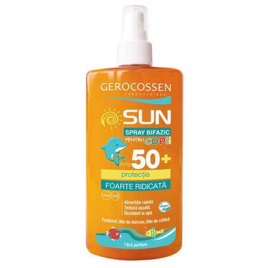 Невидимий двофазний дитячий спрей з сонцезахисним фільтром SPF 50+, 300 мл, Gerocossen: ціни та характеристики