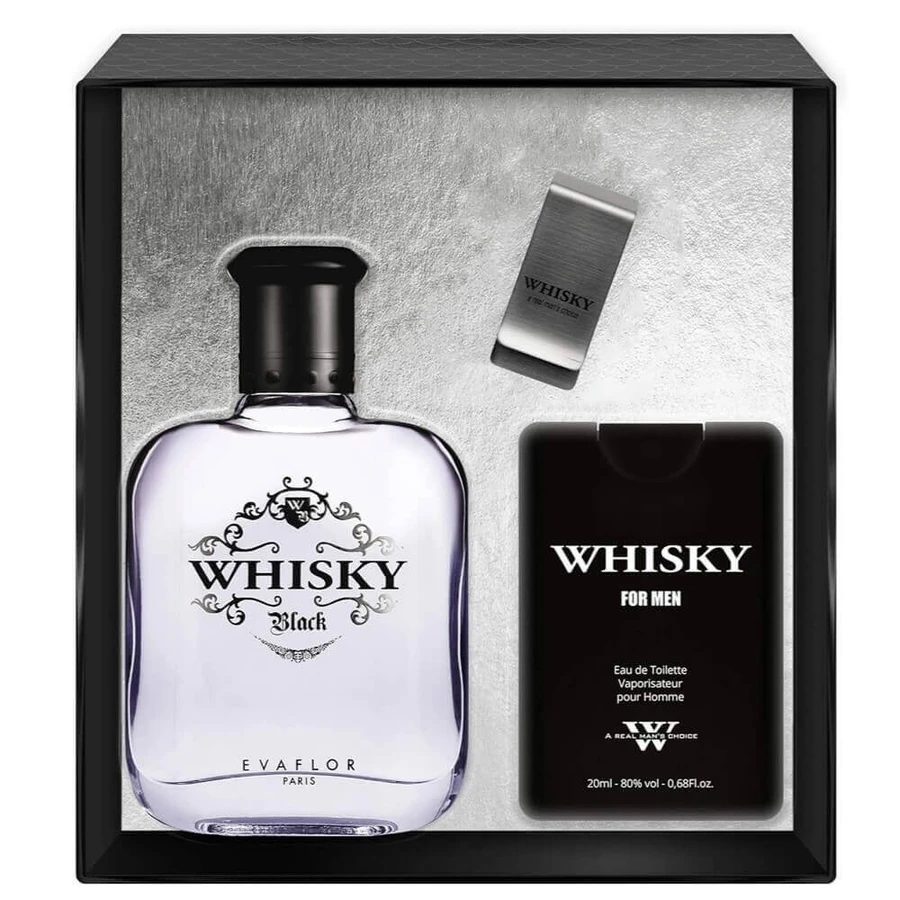 Туалетная вода Evaflor Whiskey Black, 100 мл + Туалетная вода, 20 мл + зажим для денег: цены и характеристики