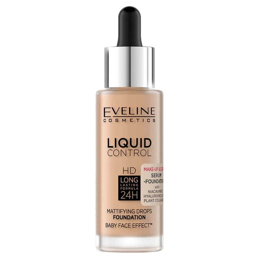 Eveline Cosmetics Liquid Control HD Mattifying Face Foundation with Niacinamide 055 Honey, 32 мл: ціни та характеристики