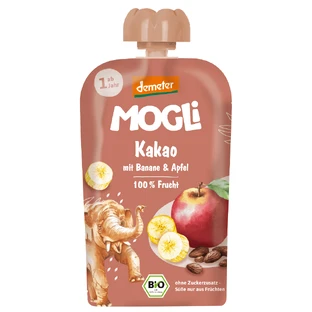 Органическое пюре, 1 год+, какао, яблоки и бананы, 100 г, Mogli