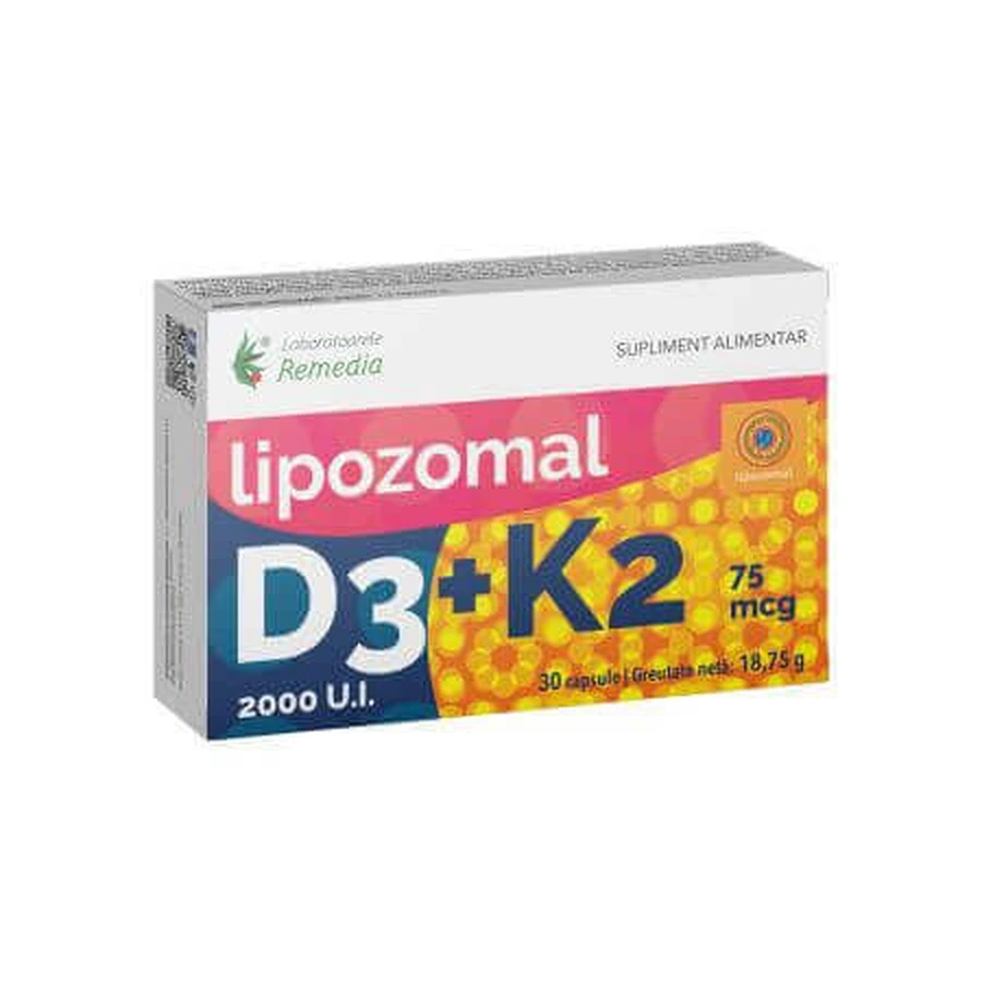 Липосомальный D3 2000 МЕ + K2 75 мкг, 30 капсул, Remedia: цены и характеристики