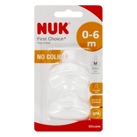 NUK First Choice+, tetină pentru biberon, кремній, mărimea M, 0-6 luni, 2 bucăți: ціни та характеристики