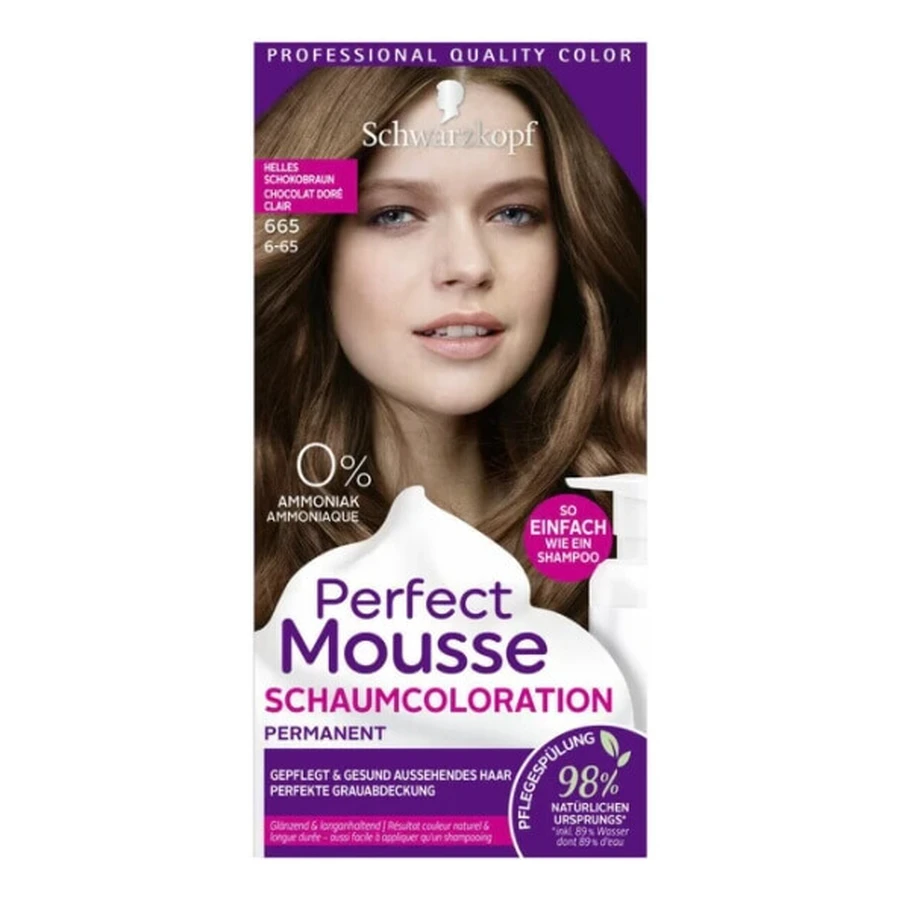 Schwarzkopf, Perfect Mousse, 665 Light Chocolate Brown, Hair Colouring Mousse: ціни та характеристики