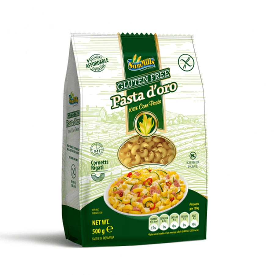 Безглютеновые кукурузные макароны (улитки) Pasta D'oro, 500 г, Sam Mills: цены и характеристики