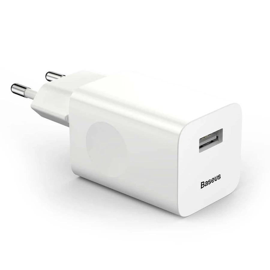 Быстрое зарядное устройство Baseus CCALL-BX02 USB-A 24 Вт, сетевое зарядное устройство QC 3.0 - белое: цены и характеристики