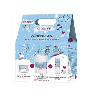 Набор Floslek Laboratory Winter Care Skin Protection For Active People: защитный крем 50 мл + крем-стик 20 г + губная помада 4 г