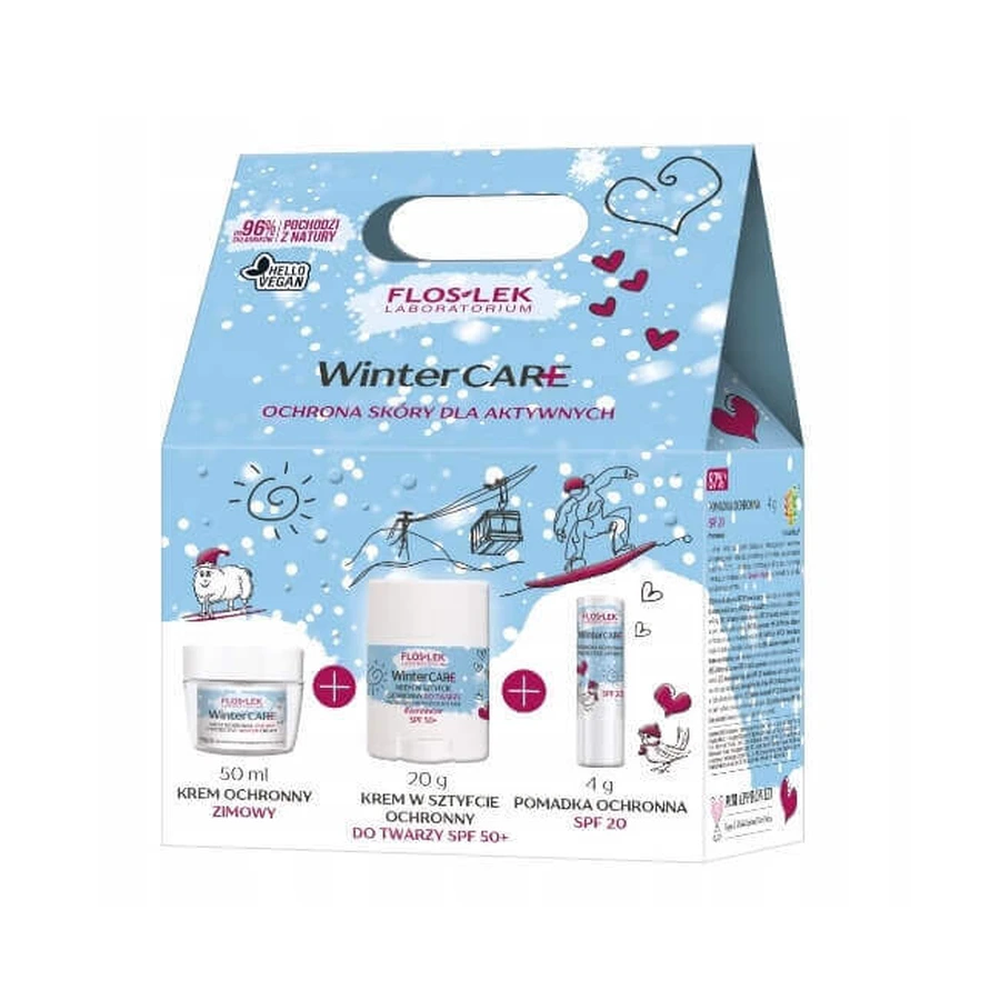 Набор Floslek Laboratory Winter Care Skin Protection For Active People: защитный крем 50 мл + крем-стик 20 г + губная помада 4 г: цены и характеристики