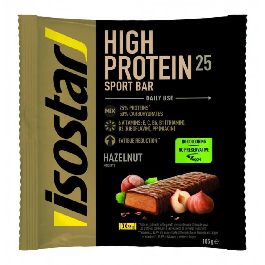 Протеїновий батончик зі смаком лісового горіха High Protein Sport Bar, 3 x 35 г, Isostar: ціни та характеристики