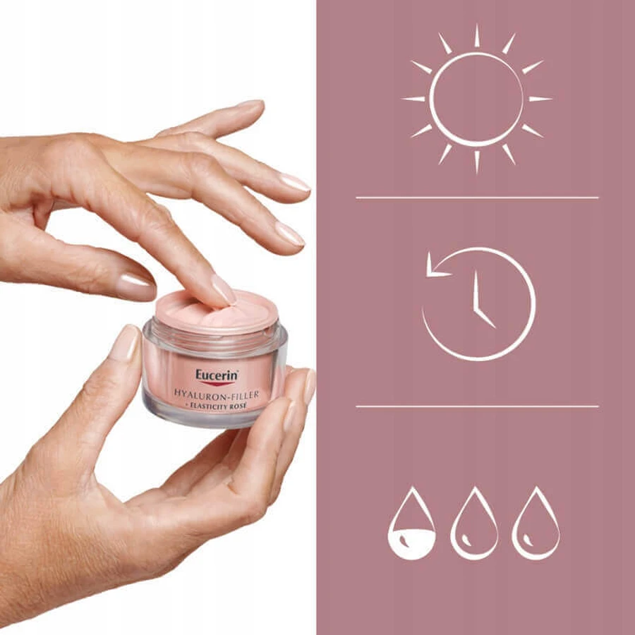 Eucerin Hyaluron-Filler+Elasticitate, крем для обличчя рожевого кольору, SPF 30, 50 мл: ціни та характеристики