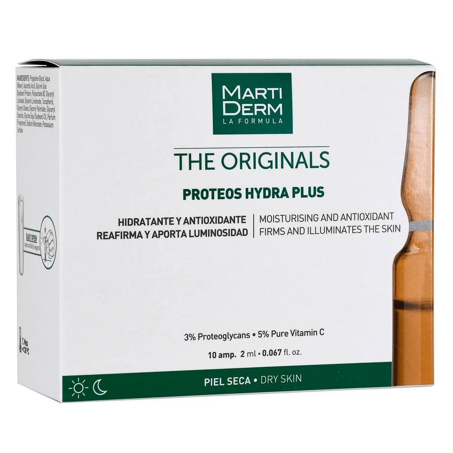 MartiDerm The Originals Proteos Hydra Plus, зволожуюча сироватка з антиоксидантами, суха шкіра, 2 мл х 10 ампул ПОШКОДЖЕНА УПАКОВКА: ціни та характеристики