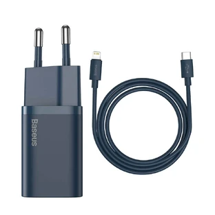 Швидкий зарядний пристрій Baseus Super Si 1C USB Type C 20W Power Delivery + Cable USB Type C - Lightning 1m Blue (TZCCSUP-B03)