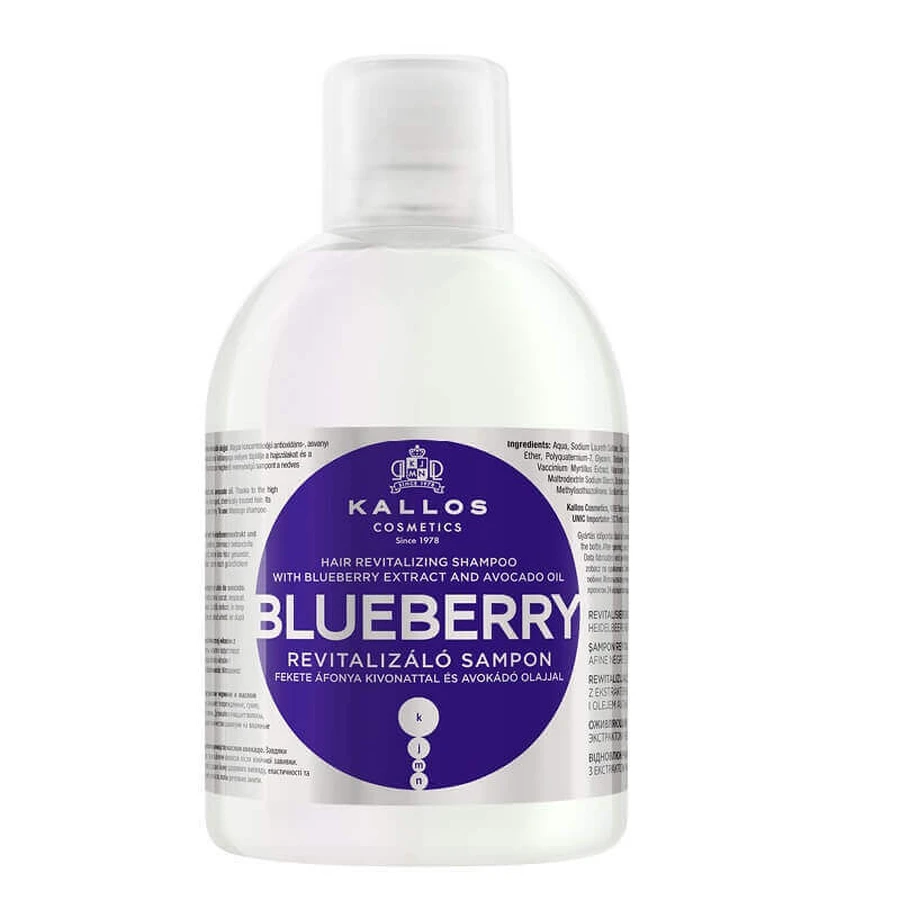 Відновлюючий шампунь для волосся Kallos KJMN Blueberry з екстрактом чорниці, 1000 мл: ціни та характеристики