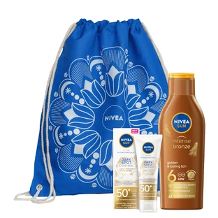 Набір Nivea Sun Luminous 630, освіжаючий сонцезахисний флюїд для обличчя, SPF 50+, 50 мл + лосьйон для засмаги з каротином, SPF 6, 200 мл + сумка-рюкзак безкоштовно