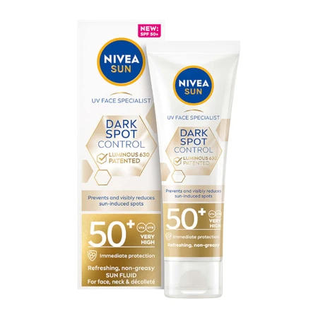 Набір Nivea Sun Luminous 630, освіжаючий сонцезахисний флюїд для обличчя, SPF 50+, 50 мл + лосьйон для засмаги з каротином, SPF 6, 200 мл + сумка-рюкзак безкоштовно: ціни та характеристики
