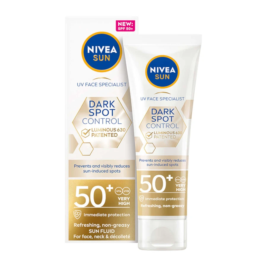 Набір Nivea Sun Luminous 630, освіжаючий сонцезахисний флюїд для обличчя, SPF 50+, 50 мл + лосьйон для засмаги з каротином, SPF 6, 200 мл + сумка-рюкзак безкоштовно: ціни та характеристики
