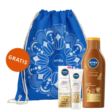 Набір Nivea Sun Luminous 630, освіжаючий сонцезахисний флюїд для обличчя, SPF 50+, 50 мл + лосьйон для засмаги з каротином, SPF 6, 200 мл + сумка-рюкзак безкоштовно: ціни та характеристики