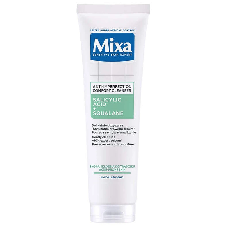 Очищающий гель для лица Mixa Comfort Cleanser Anti-Imperfection с салициловой кислотой и скваланом, 150 мл: цены и характеристики
