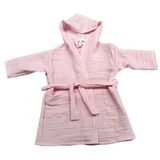 Двухслойный муслиновый халат с капюшоном, розовый, 1-2 года, Baltic Bebe