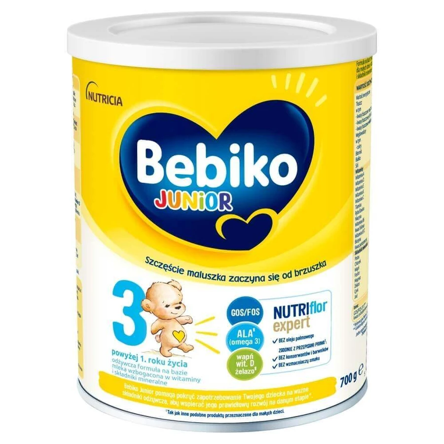 Bebiko Junior 3 Nutriflor Expert, поживна молочна суміш на основі молока, від 1 року, 700 г: ціни та характеристики