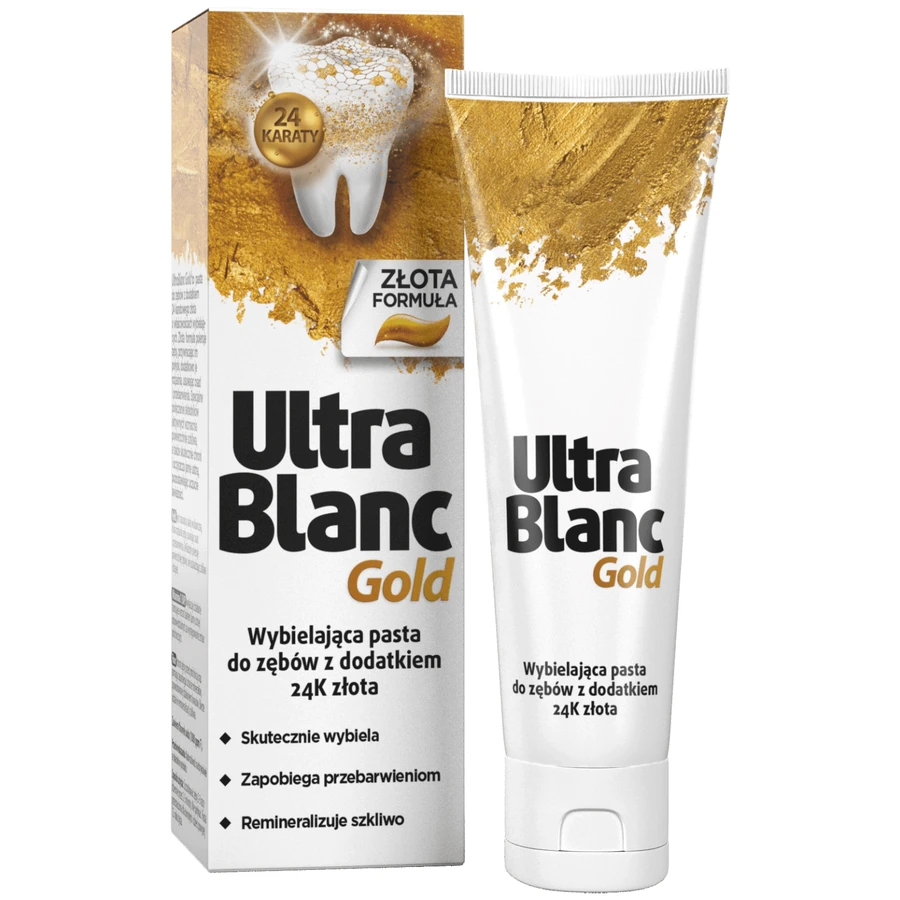 Відбілююча зубна паста Ultrablanc Gold зі смаком м'яти з 24-каратним золотом, 75 мл: ціни та характеристики