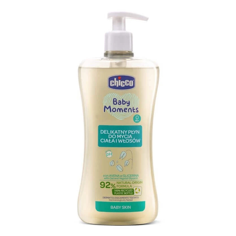 Ніжний засіб для миття тіла та волосся Chicco Baby Moments 0м+, 500 мл: ціни та характеристики