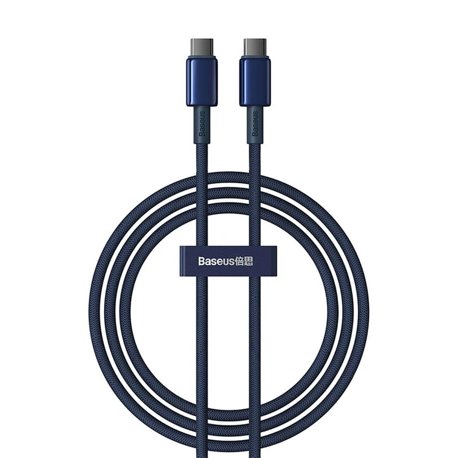 Кабель Baseus Tungsten Gold USB-C / USB-C 100 Вт 1 м - темно-синій: ціни та характеристики
