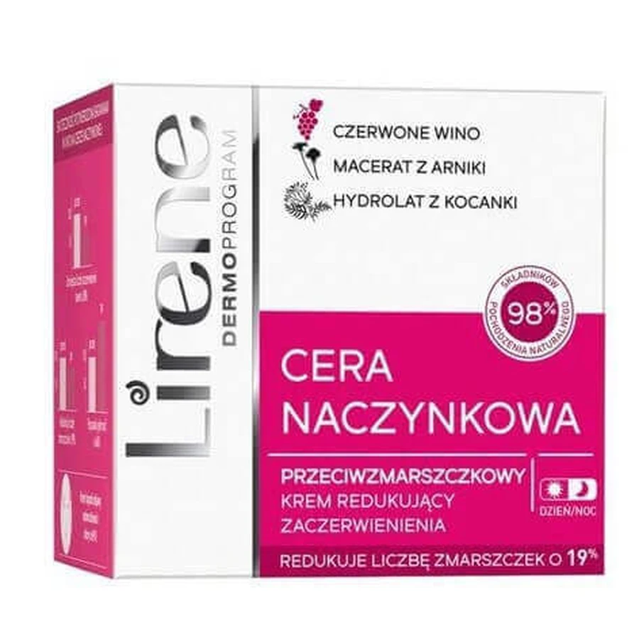 Lirene, Capillary Skin Денний і нічний крем проти зморшок, що знімає почервоніння, 50 мл: ціни та характеристики