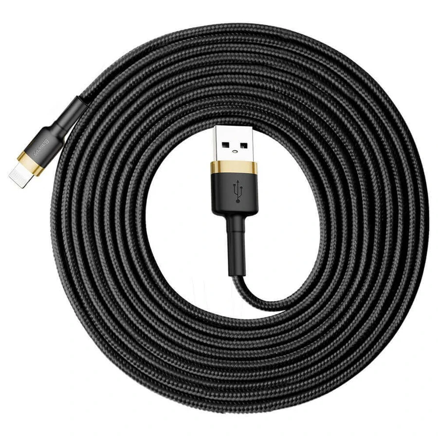 Кабель Baseus Cafule USB-A/Lightning 2A QC 3.0, 3 м, чёрно-золотой: цены и характеристики