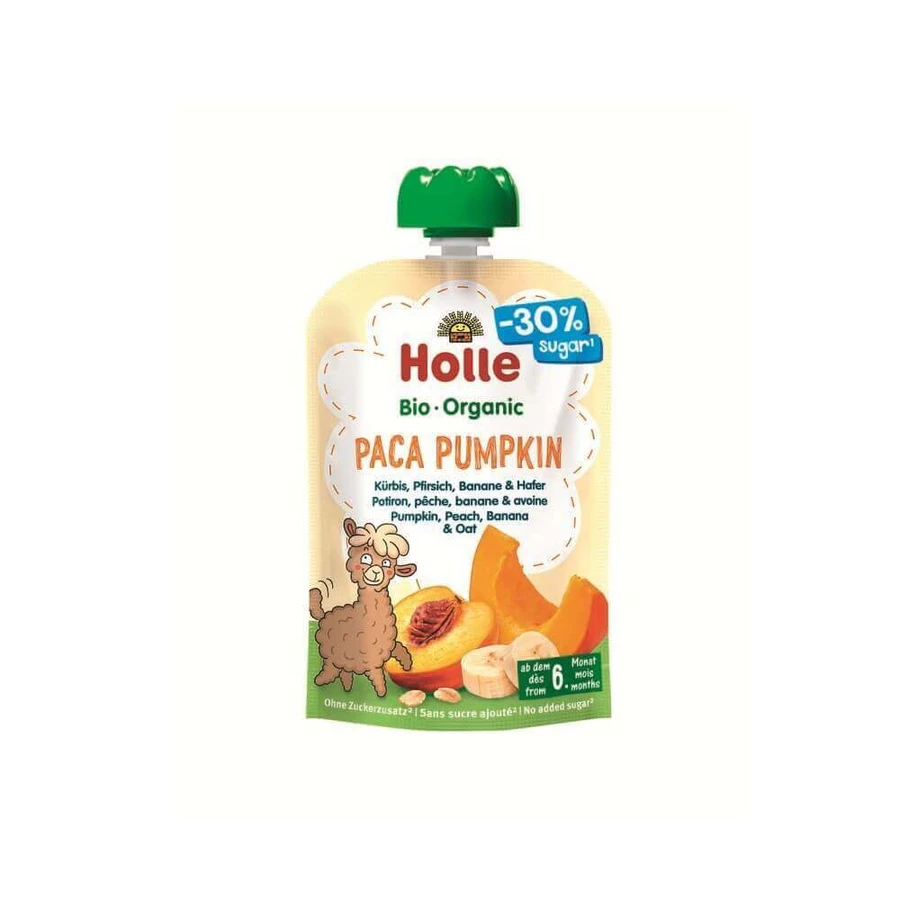 Тыквенное пюре с персиками, бананами и овсом Organic Paca Pumpkin, 100 г, Holle: цены и характеристики