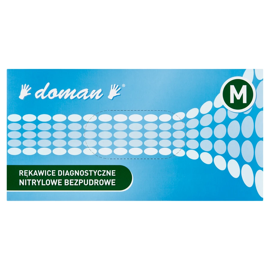 Doman, нитриловые перчатки, нестерильные, неопудренные, синие, размер M, 100 штук: цены и характеристики